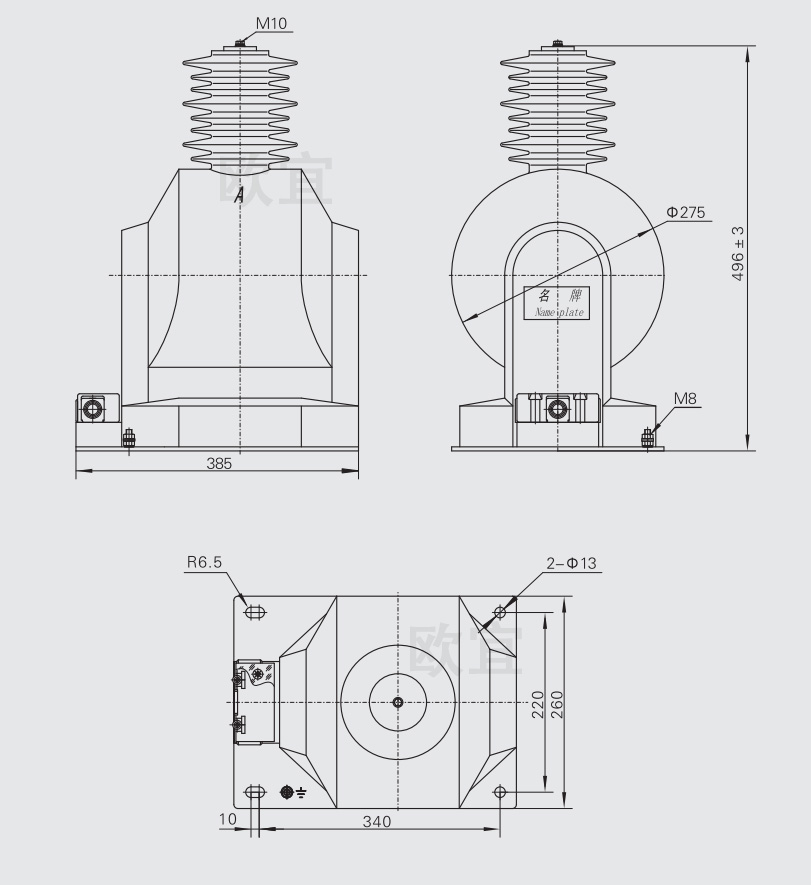JDZX9-35电压互感器结构尺寸图