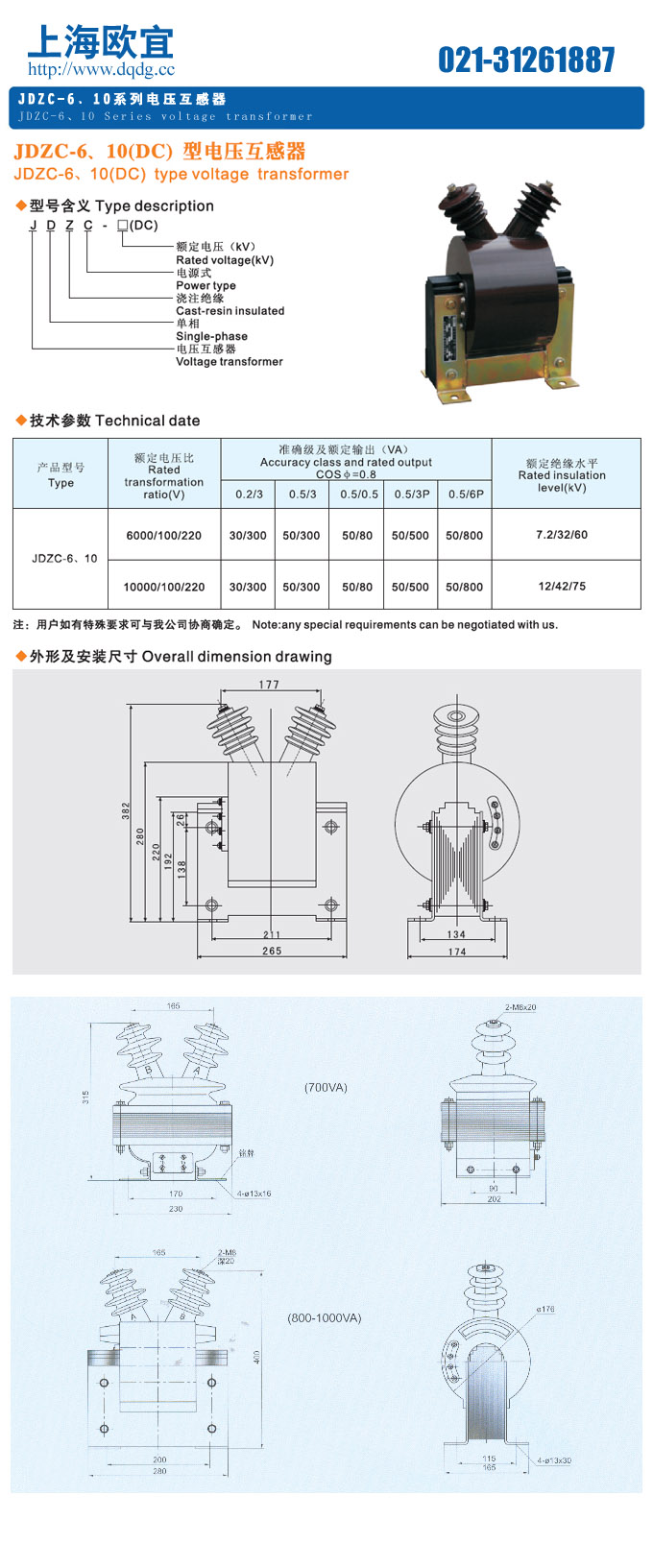 技术参数及结构尺寸图